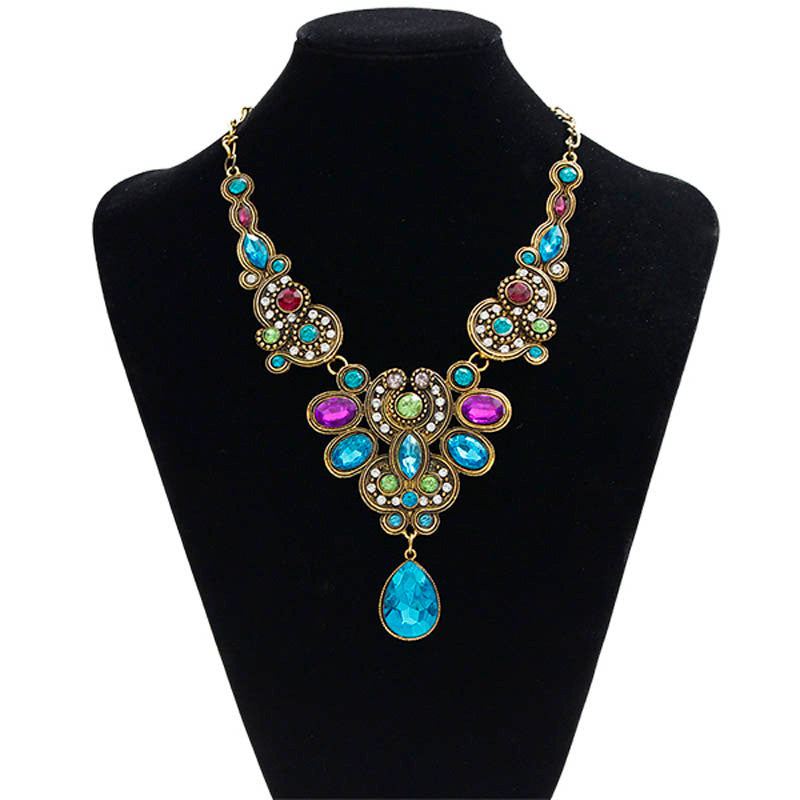 Pendant Chain Women Statement Crystal Bib Beaded Collar Necklace Choker