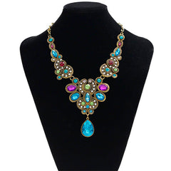 Pendant Chain Women Statement Crystal Bib Beaded Collar Necklace Choker