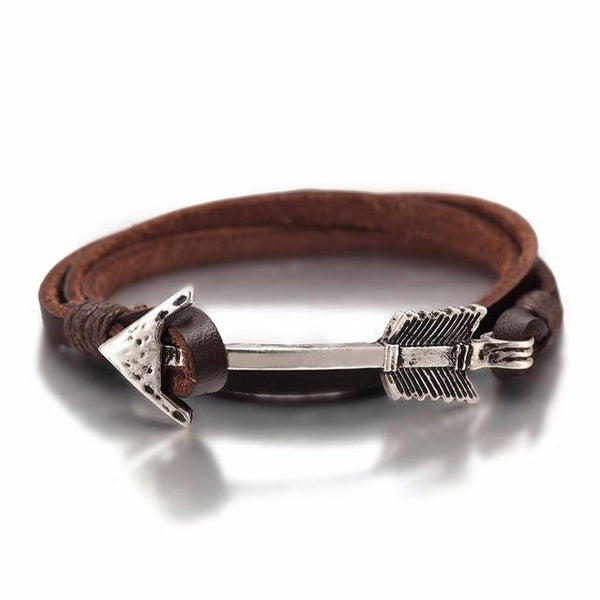 New Arrival Hot Multilayer Charm Leather Vintage Bronze Arrow Bracelet Anchor Leather Bracelets For Men Women Lovers' Gift