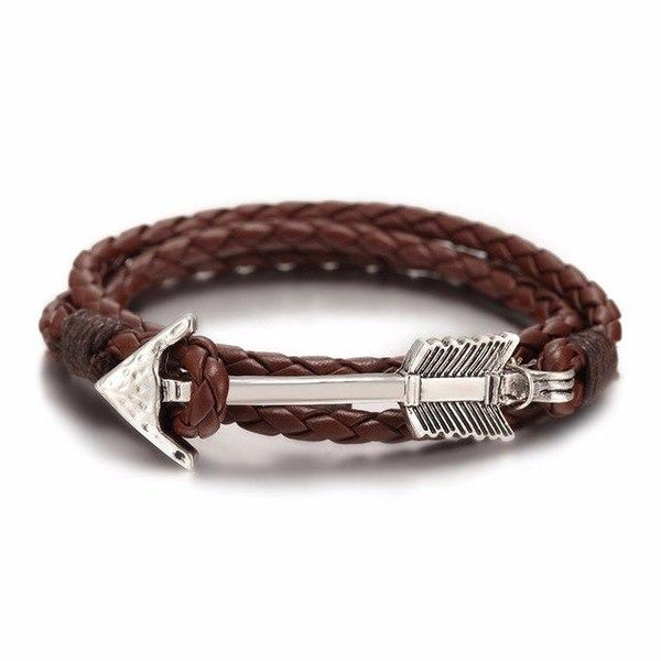 New Arrival Hot Multilayer Charm Leather Vintage Bronze Arrow Bracelet Anchor Leather Bracelets For Men Women Lovers' Gift