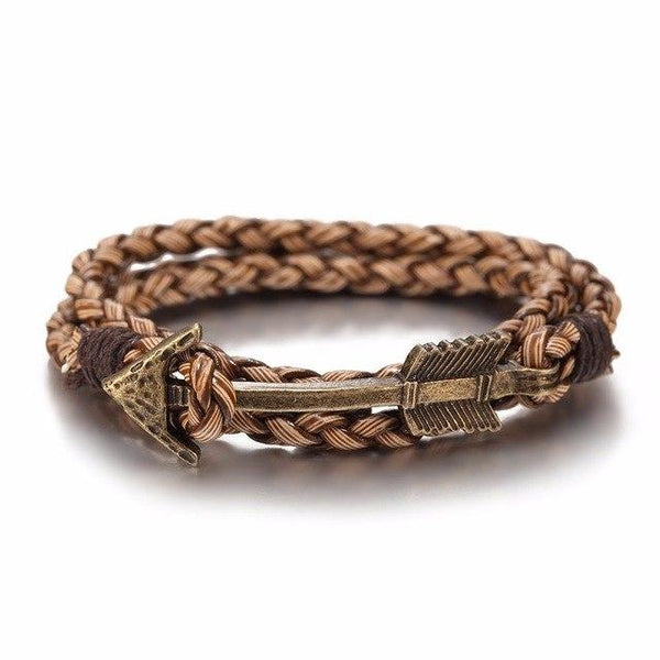 New Arrival Hot Multilayer Charm Leather Vintage Bronze Arrow Bracelet Anchor Leather Bracelets For Men Women Lovers' Gift