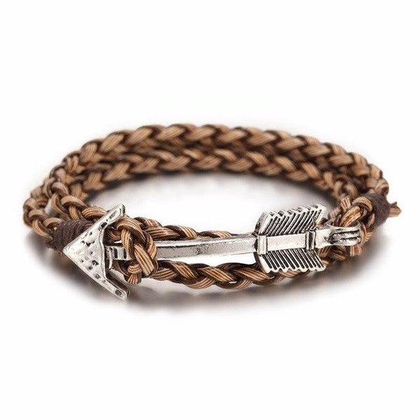 New Arrival Hot Multilayer Charm Leather Vintage Bronze Arrow Bracelet Anchor Leather Bracelets For Men Women Lovers' Gift