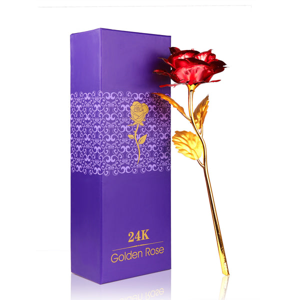 Creative Women's Gift 24K Gold Plated Rose Flower Decoration Artificial flowers For Mother's Day Friend Christmas