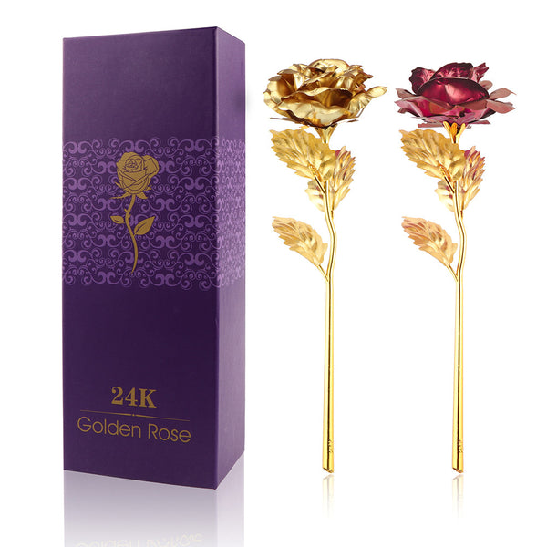 Creative Women's Gift 24K Gold Plated Rose Flower Decoration Artificial flowers For Mother's Day Friend Christmas