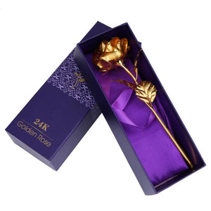 24k Gold Plated Rose with Love Holder Box Valentines Day Gift Mother's Day Gift For Wedding Decoration Flower Gold Dipped Rose